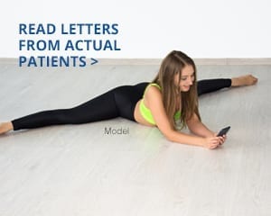 a woman on a phone stretching