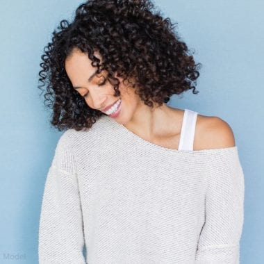 Woman with curly hair